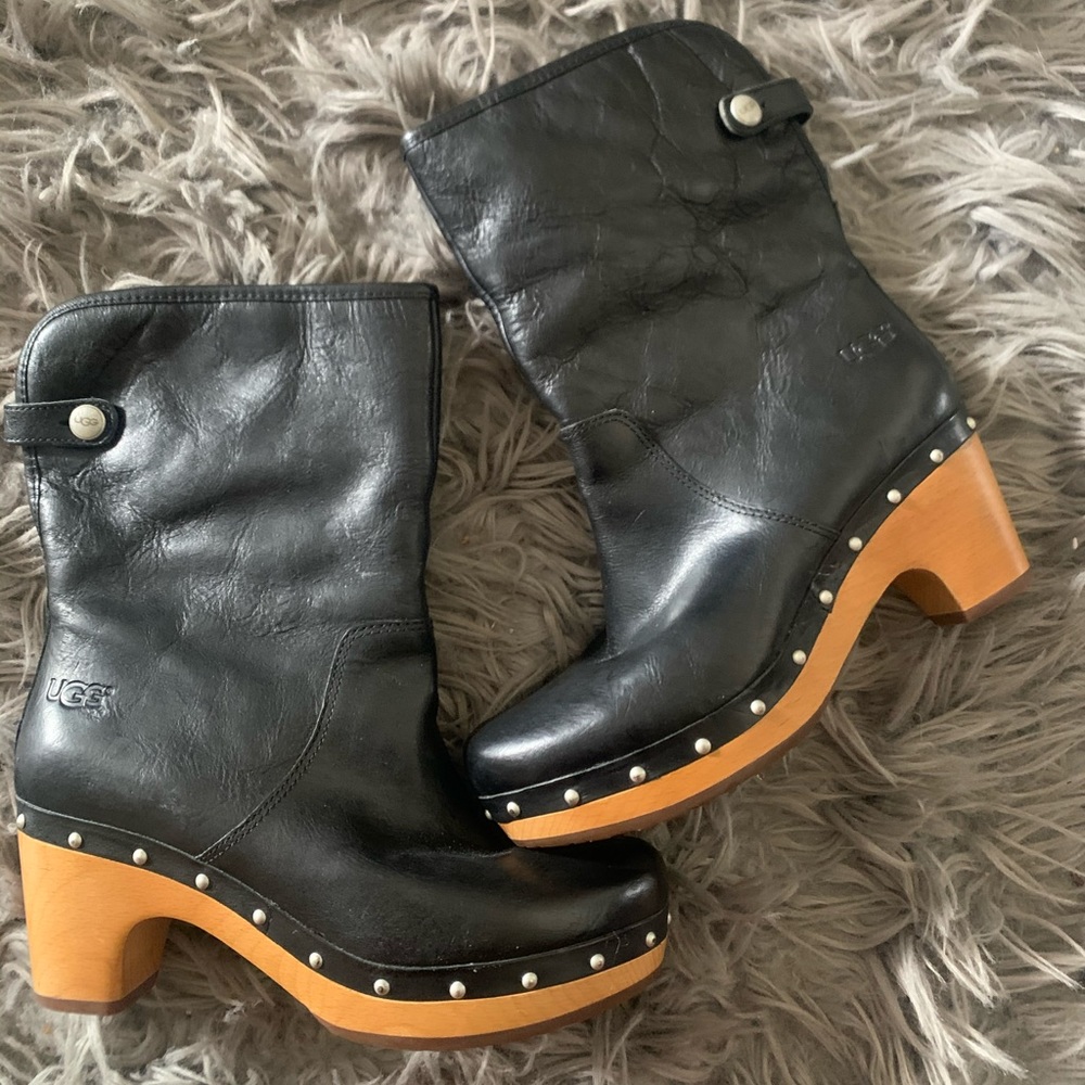 Ugg black clog ankle boots